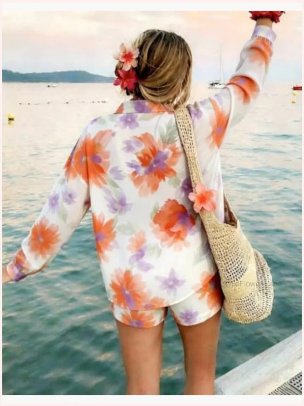Two Piece Sets For Women Summer Sheer Long Sleeve Button Down Shirt Matching